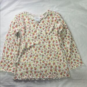 Zara Kids(2-3yrs)  Long Sleeve Floral Top - Cream and Red